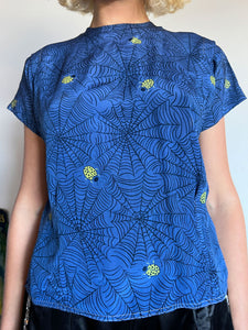 Vintage 1940's Spiderweb Print Blouse, 40's Women's Novelty Print