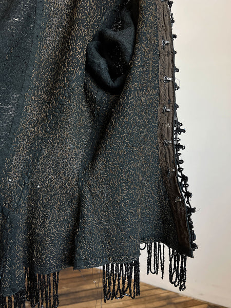 Antique Victorian Era Hand Beaded Black Bodice