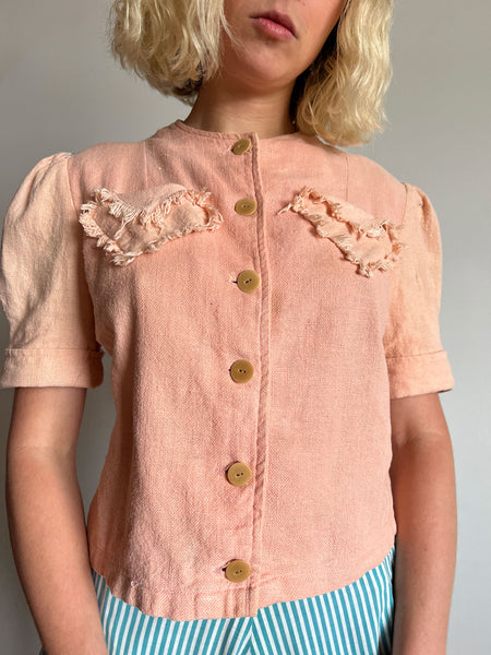 Vintage 1930's Coral Fringe Blouse