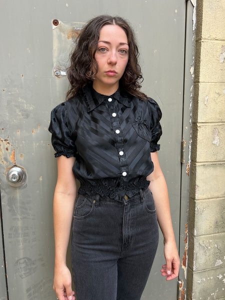Vintage 1930's Black Striped Blouse