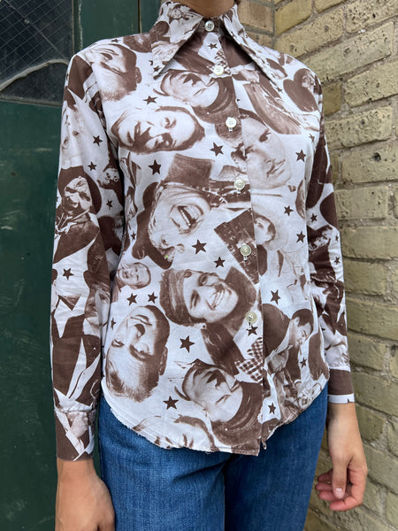 Vintage 1970's Photographic Hollywood Stars Button Down Shirt