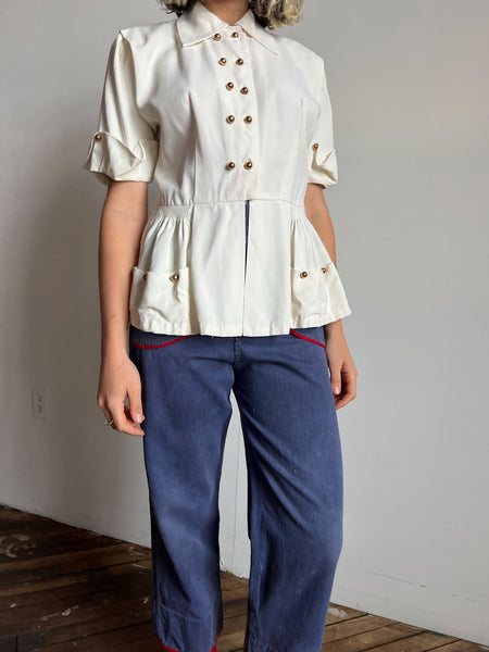 Vintage 1940's Women's Blouse with Round Buttons