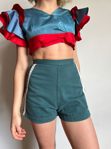 Vintage 1940's Ruffled Cropped Theatre Top