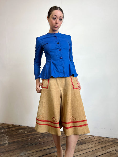 Vintage 1930's - 1940's Cotton Long Sleeve Blouse