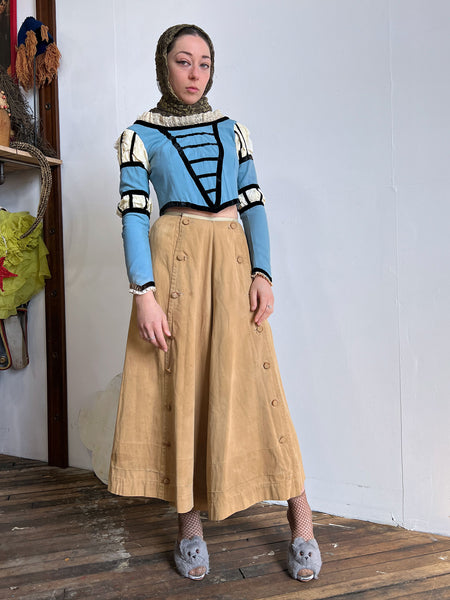 Antique Blue Renaissance Style Costume Bodice