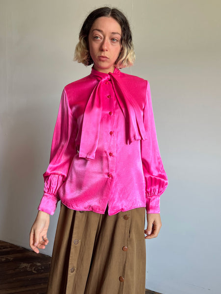 Vintage 1960's Junior House Day Glow Pink Blouse