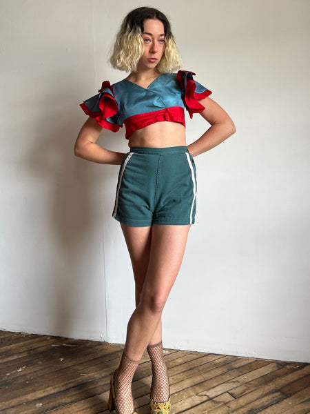Vintage 1940's Ruffled Cropped Theatre Top