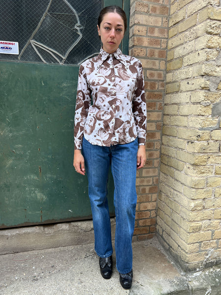 Vintage 1970's Photographic Hollywood Stars Button Down Shirt