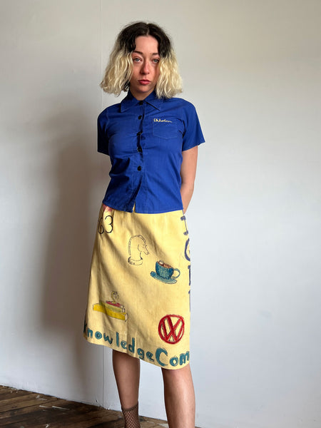 Vintage 1930's Blue Embroidered Blouse