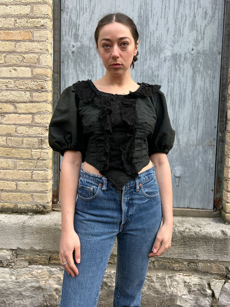Antique 1900's Black Puff Sleeve Bodice