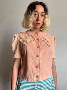 Vintage 1930's Coral Fringe Blouse
