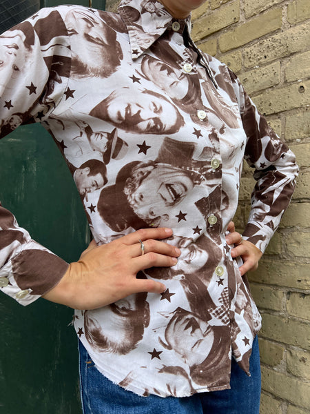 Vintage 1970's Photographic Hollywood Stars Button Down Shirt