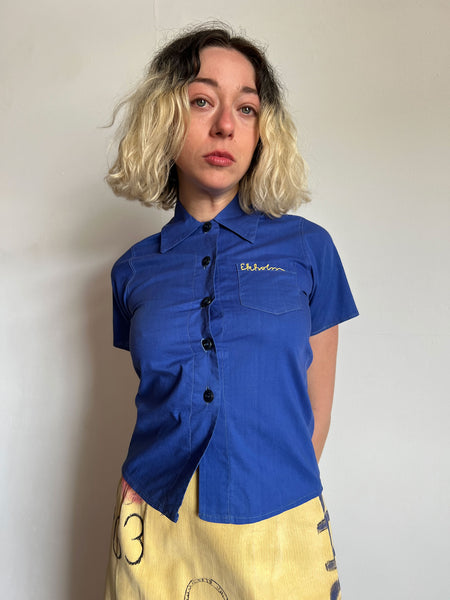 Vintage 1930's Blue Embroidered Blouse