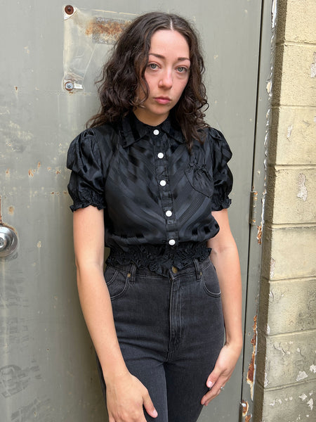 Vintage 1930's Black Striped Blouse