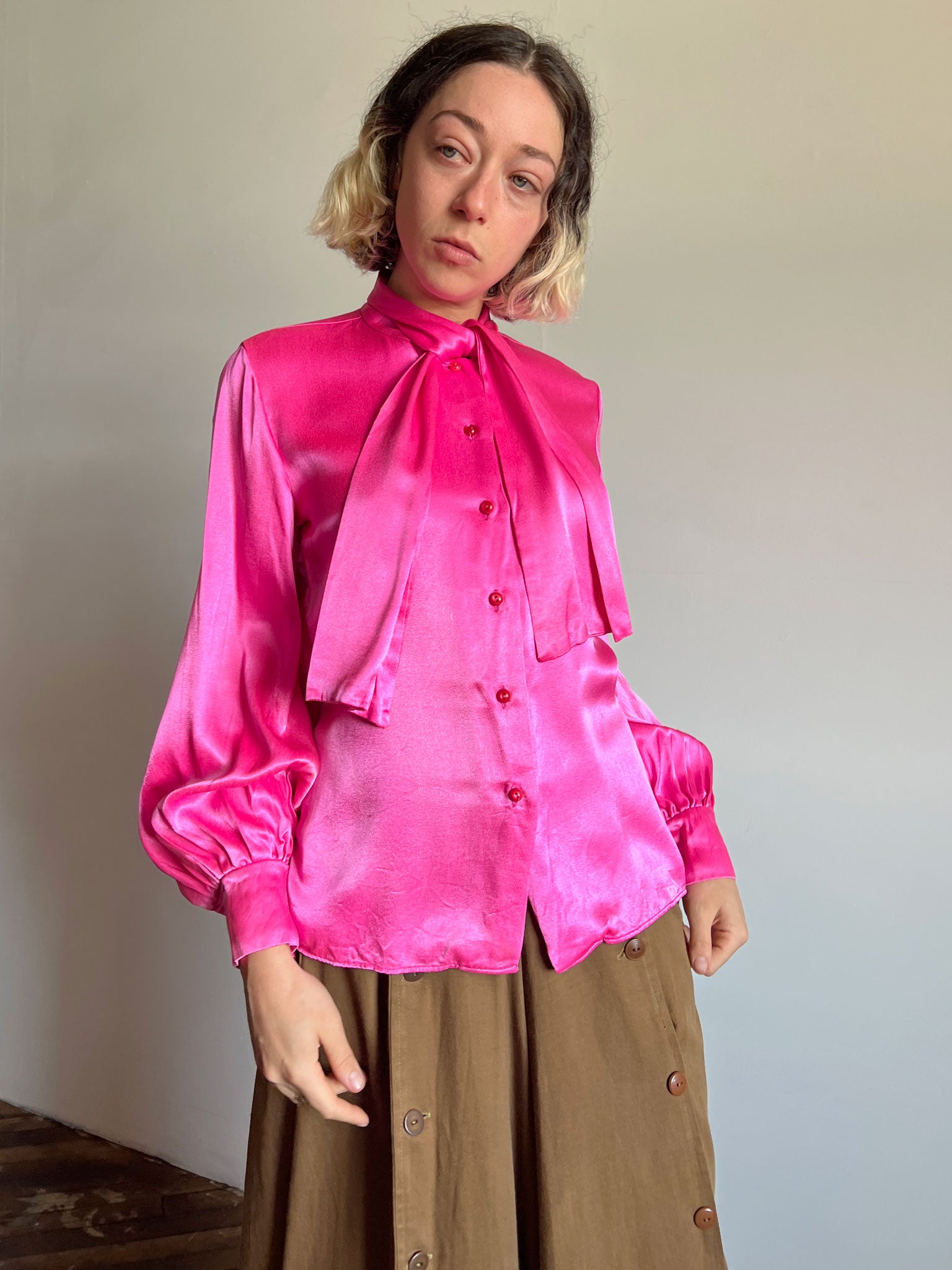 Vintage 1960's Junior House Day Glow Pink Blouse