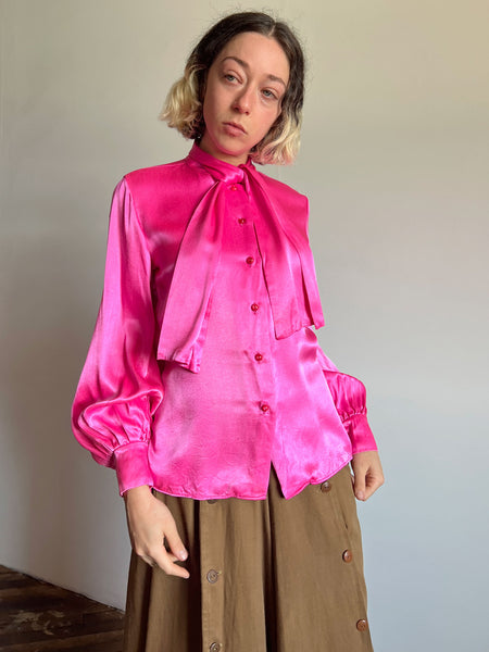Vintage 1960's Junior House Day Glow Pink Blouse