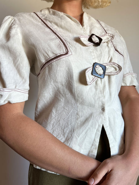 Vintage 1930's Linen Blouse