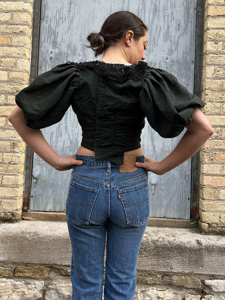 Antique 1900's Black Puff Sleeve Bodice