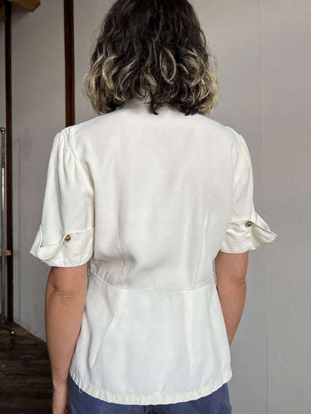 Vintage 1940's Women's Blouse with Round Buttons