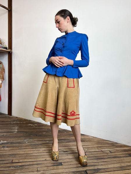 Vintage 1930's - 1940's Cotton Long Sleeve Blouse