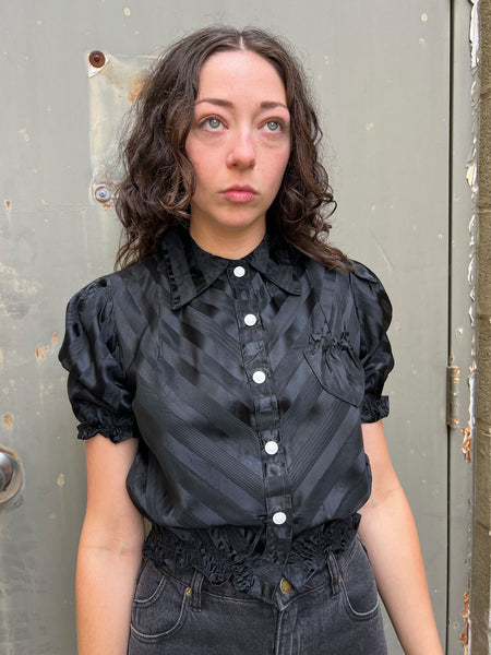 Vintage 1930's Black Striped Blouse