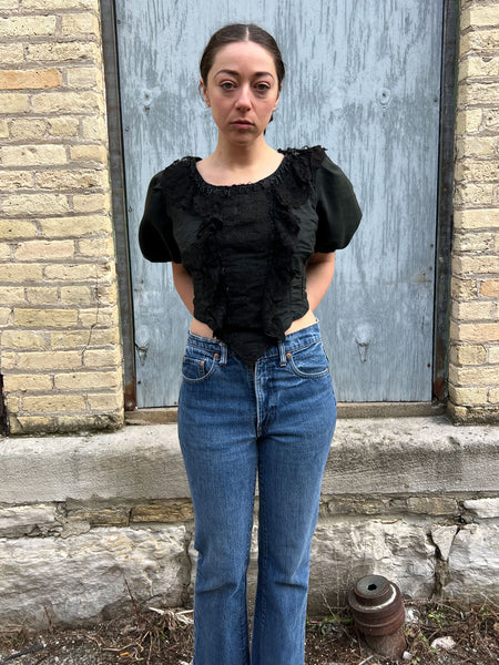 Antique 1900's Black Puff Sleeve Bodice