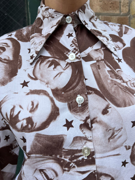 Vintage 1970's Photographic Hollywood Stars Button Down Shirt