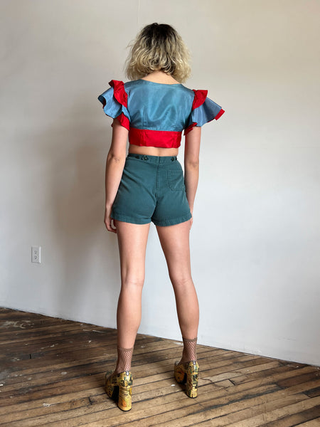 Vintage 1940's Ruffled Cropped Theatre Top