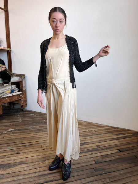 Antique Victorian Era Hand Beaded Black Bodice