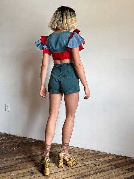 Vintage 1940's Ruffled Cropped Theatre Top