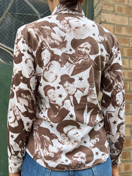 Vintage 1970's Photographic Hollywood Stars Button Down Shirt