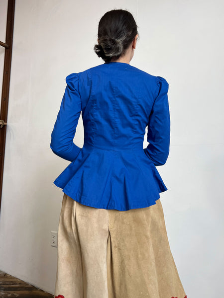 Vintage 1930's - 1940's Cotton Long Sleeve Blouse