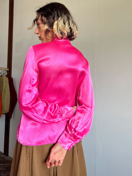 Vintage 1960's Junior House Day Glow Pink Blouse