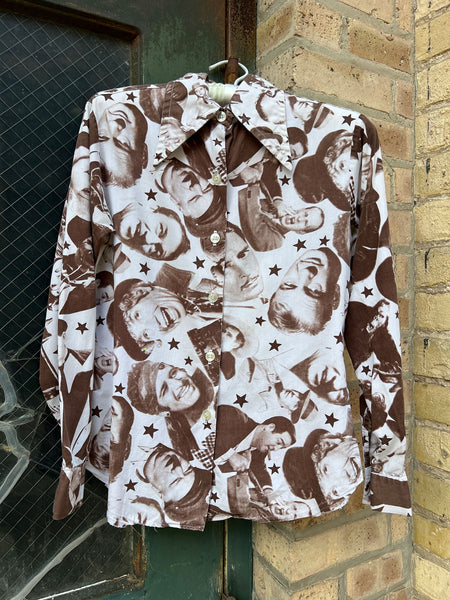Vintage 1970's Photographic Hollywood Stars Button Down Shirt