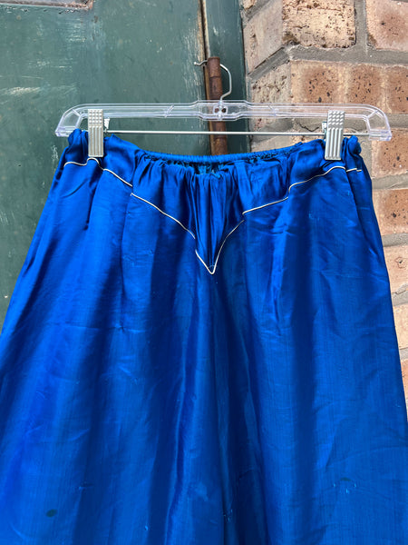 Antique 1920's Blue Silk Satin Three Piece Loungewear Set