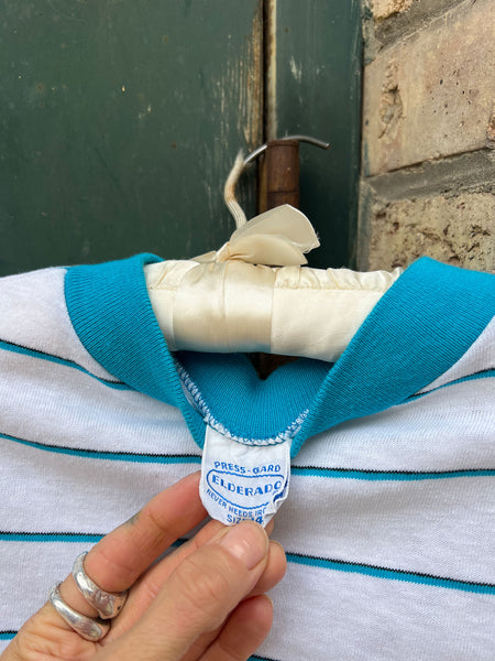 Vintage 1960's Thin Blue and White Striped T-Shirt