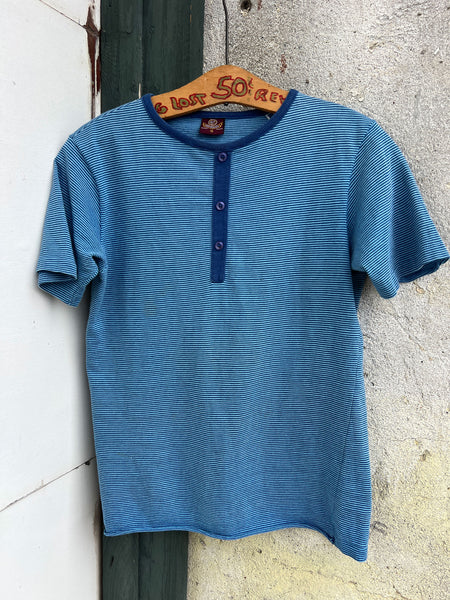 Vintage 1960's - 1970's Blue Striped Cotton T-Shirt