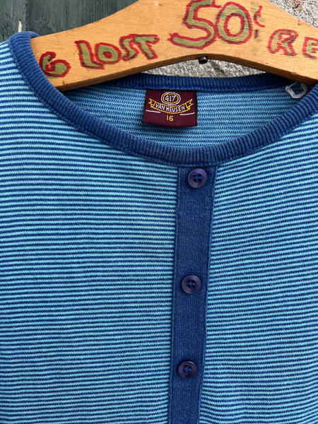 Vintage 1960's - 1970's Blue Striped Cotton T-Shirt