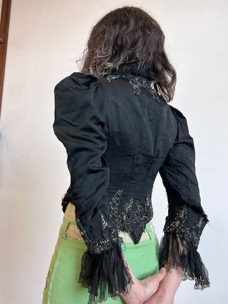 Antique 1890's Black and Gold Beaded Bodice