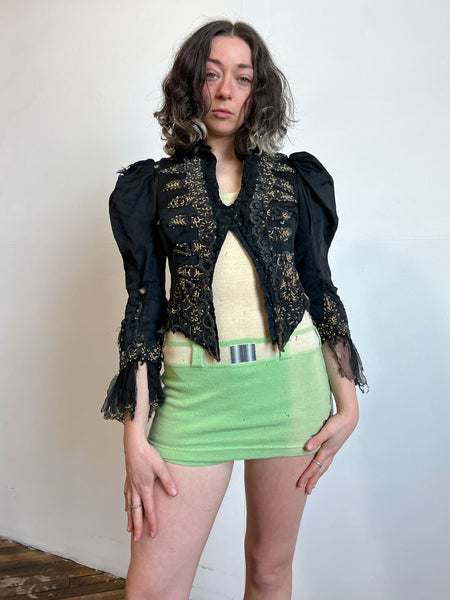 Antique 1890's Black and Gold Beaded Bodice