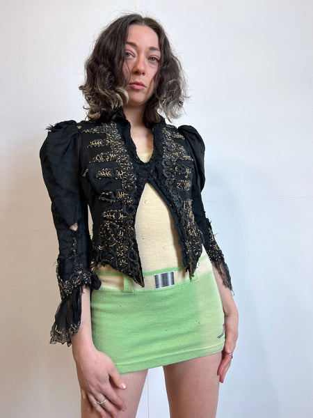 Antique 1890's Black and Gold Beaded Bodice