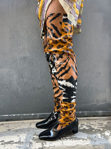 Vintage 1960's SBICCA Animal Print Thigh High Go Go Boots Size 7