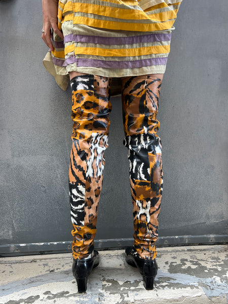 Vintage 1960's SBICCA Animal Print Thigh High Go Go Boots Size 7