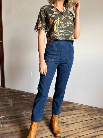 Vintage 1940's Women's Side Button Jeans