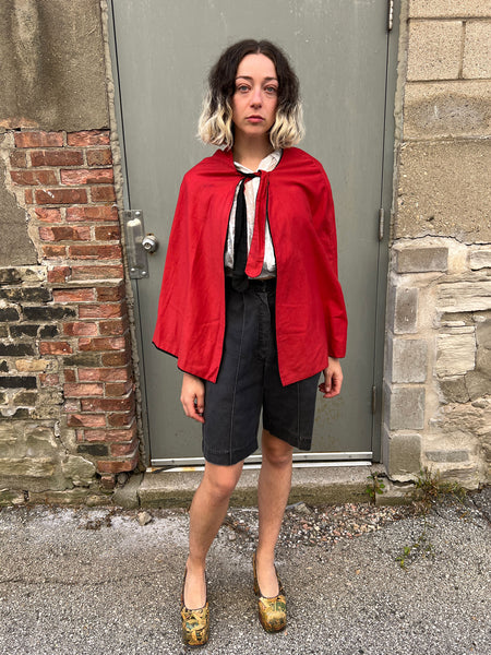 Early Vintage Red and Black Reversible Cape, Costume