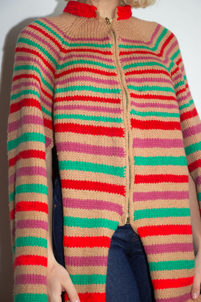 Vintage 1940's - 1950's Striped Wool Cape