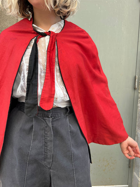 Early Vintage Red and Black Reversible Cape, Costume