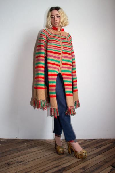 Vintage 1940's - 1950's Striped Wool Cape