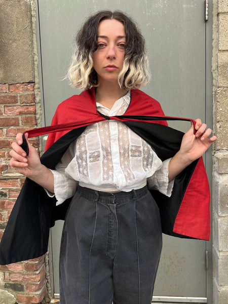 Early Vintage Red and Black Reversible Cape, Costume