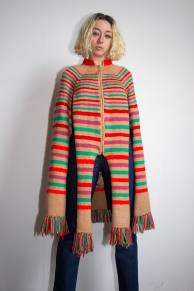 Vintage 1940's - 1950's Striped Wool Cape